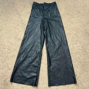 Zara black leather wide leg pants Size 6